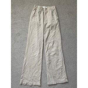 Talentless Womens Wide Leg Sweatpants Tan Sand Elastic Waist XS tall long inseam